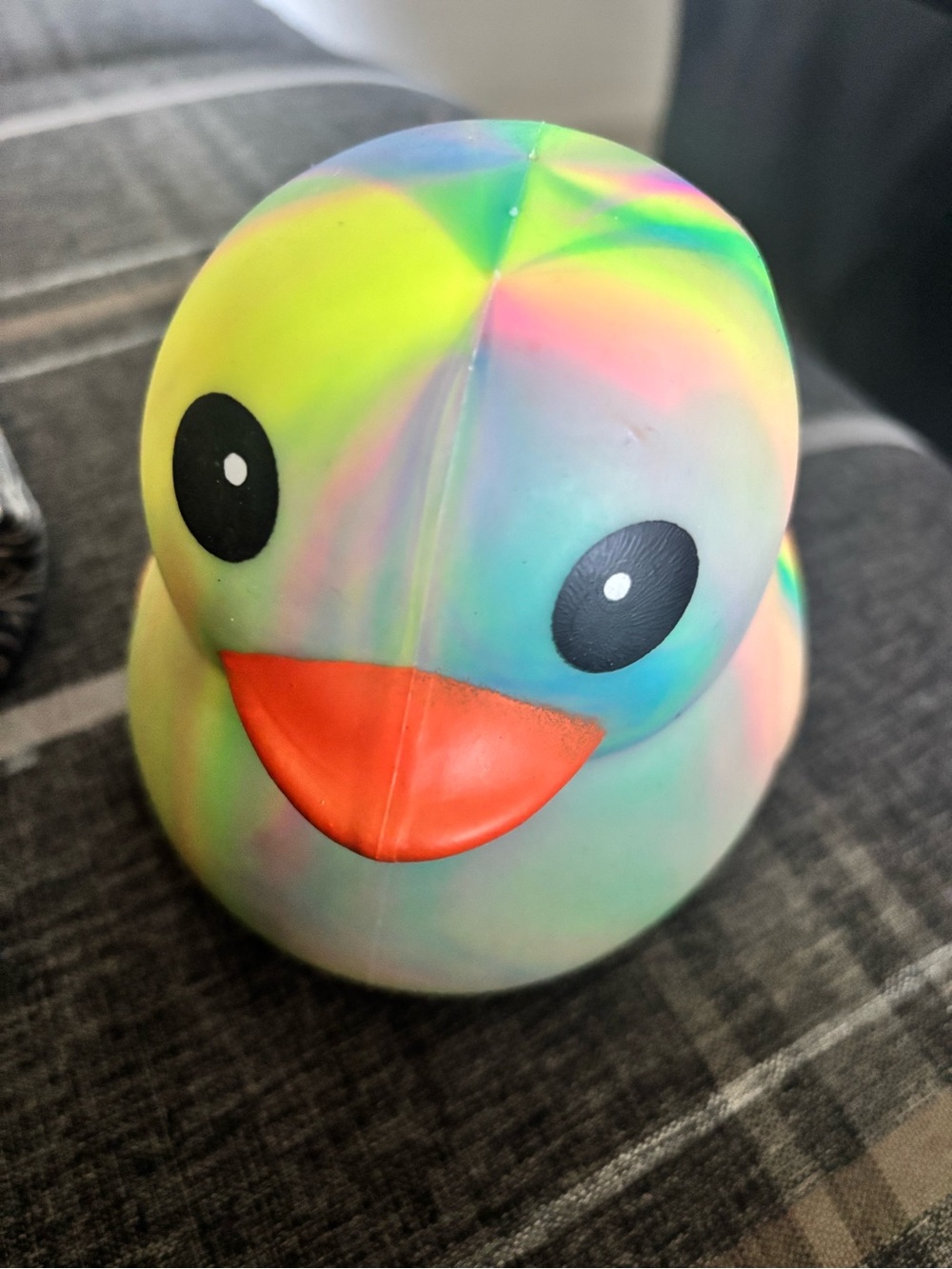 Squeeze Multicolor Rainbow Squishy Duck Toy - Orange Beak